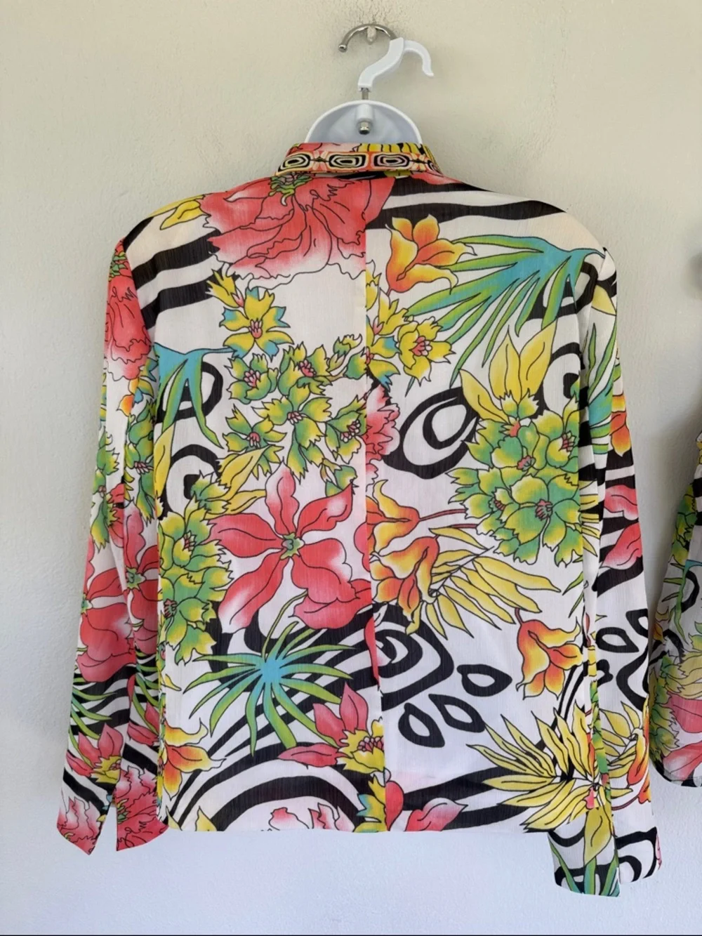 City Girl Nancy Bolen white pink tropical floral matching jacket tank set S/M